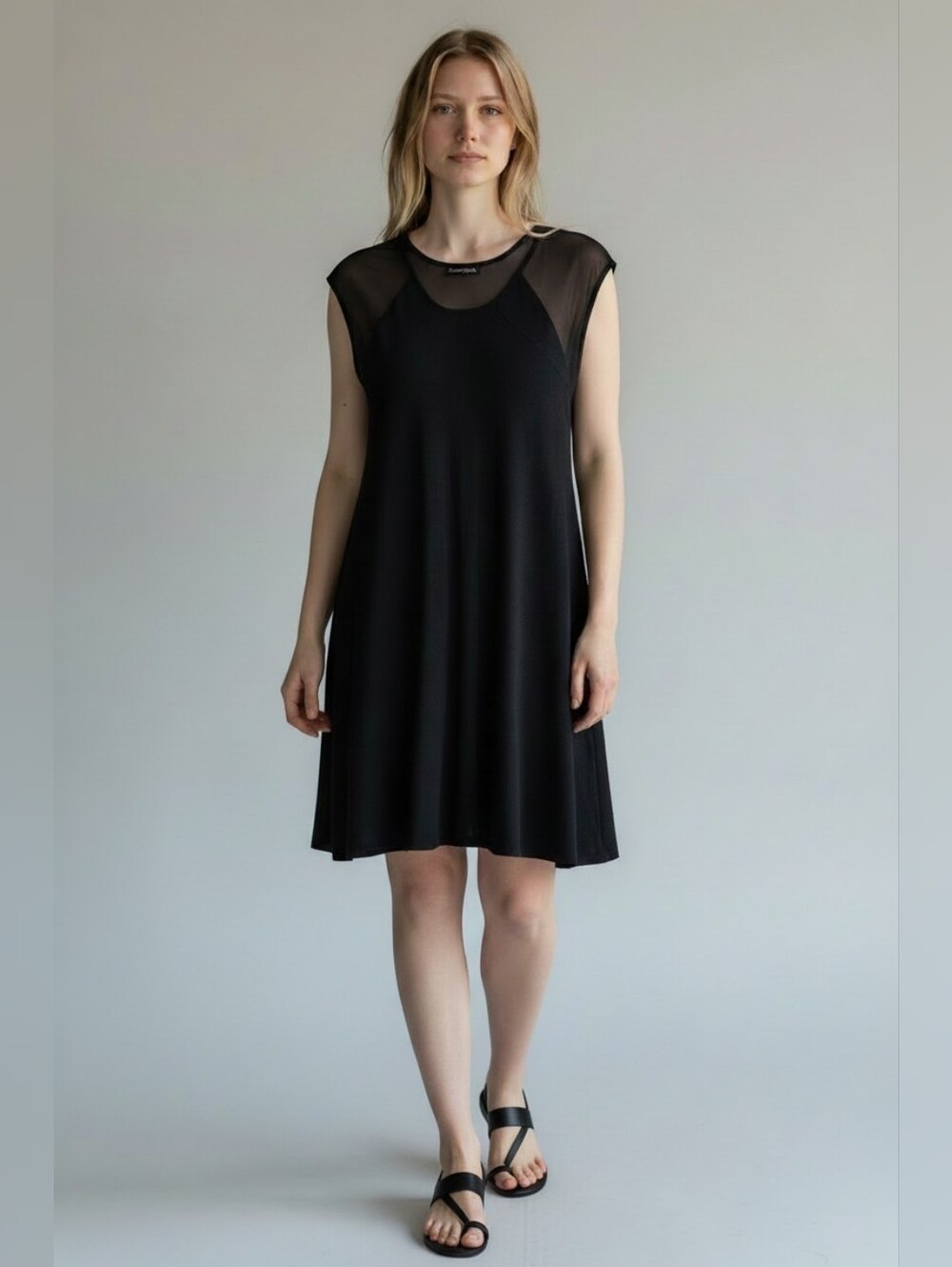 Harry Who Black Mesh Yoke A-Line Dress SZ S